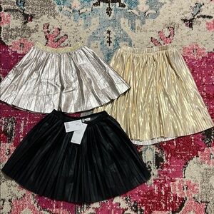 Girls Gold & Black Pleated Skirt Bundle of 3 - Size 6X/7 & 8